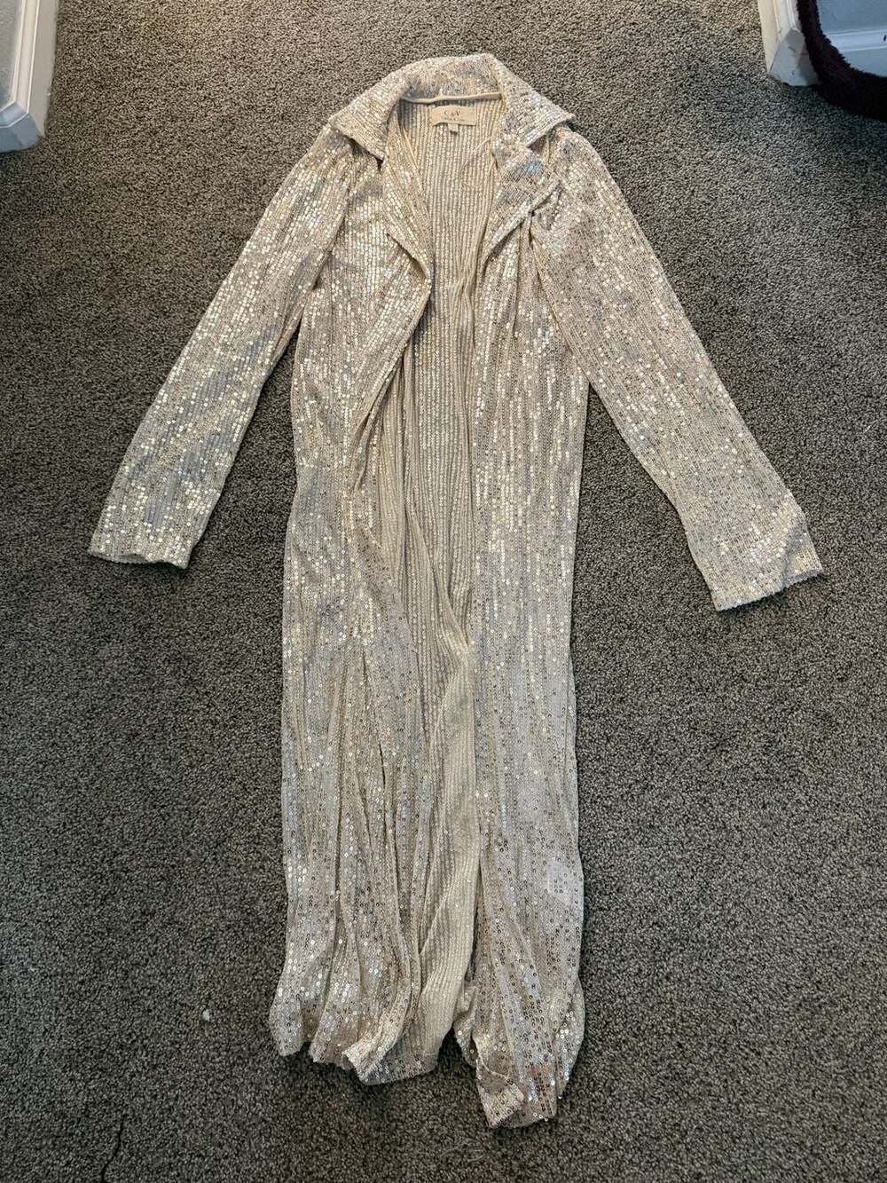 Chelsea & Violet C&V Silver Sequin Duster Cardigan